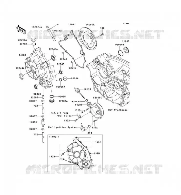 COUVERCLES MOTEUR Kawasaki QUAD 650 2013 KVF650 4X4  KVF650DDF