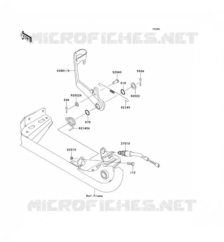 PEDALE DE FREIN Kawasaki QUAD 650 2007 KVF650 4X4  KVF650E7F