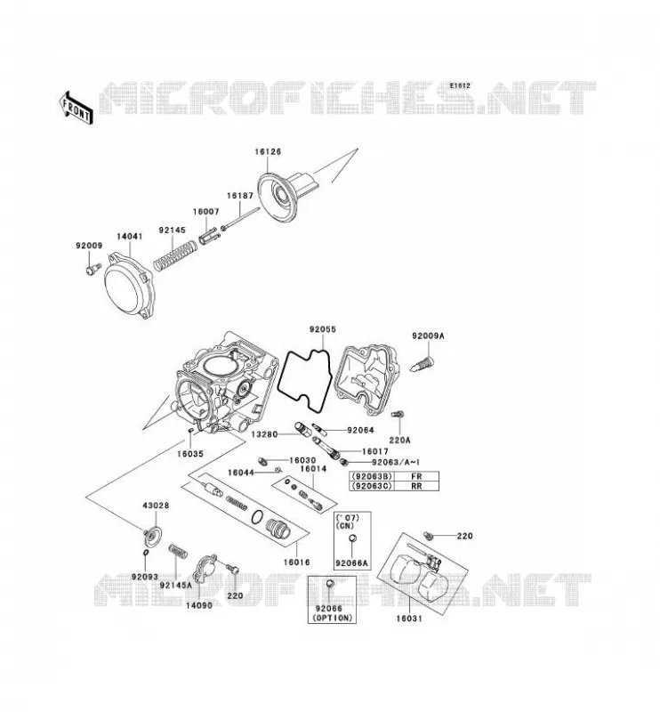 PI&Egrave;CES DE CARBURATEUR Kawasaki QUAD 650 2007 KVF650 4X4  KVF650E7F