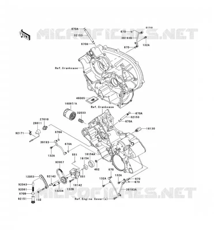 POMPE A HUILE/FILTRE &Agrave; HUILE Kawasaki QUAD 650 2007 KVF650 4X4  KVF650E7F