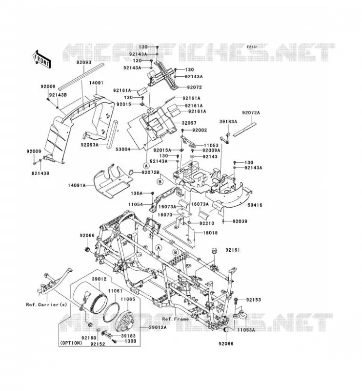 PIECE DE CADRE (COUVERTURE) Kawasaki QUAD 650 2006 KVF650 4X4I  KVF650F6F