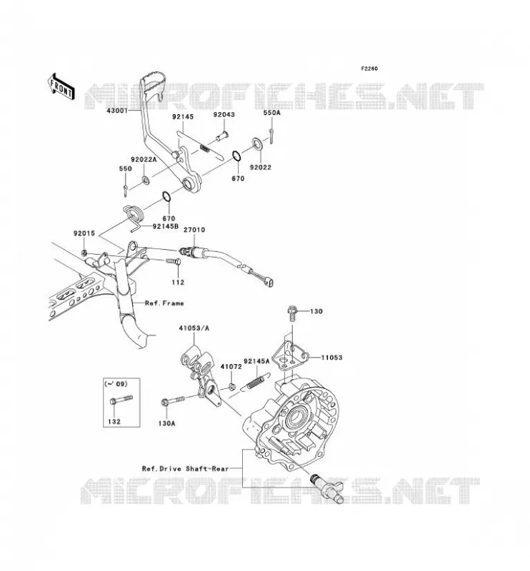 PEDALE DE FREIN Kawasaki QUAD 650 2008 KVF650 4X4I  KVF650F8F