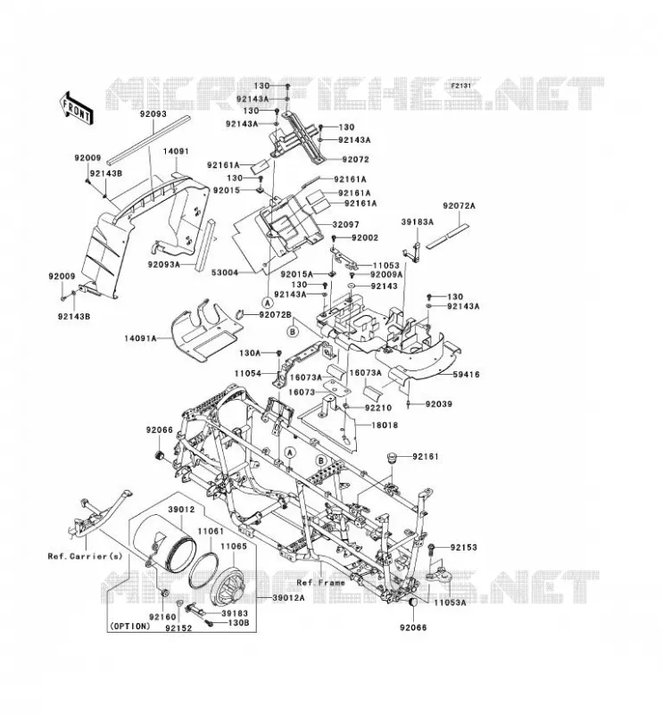 PIECE DE CADRE (COUVERTURE) Kawasaki QUAD 650 2008 KVF650 4X4I  KVF650F8F