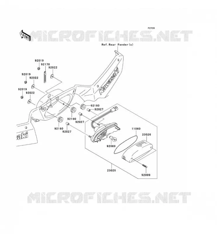 FEUX ARRI&Egrave;RE(S) Kawasaki QUAD 650 2009 KVF650 4X4I  KVF650F9F