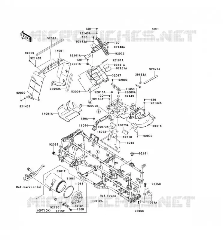 PIECE DE CADRE (COUVERTURE) Kawasaki QUAD 650 2010 KVF650 4X4I  KVF650FAF
