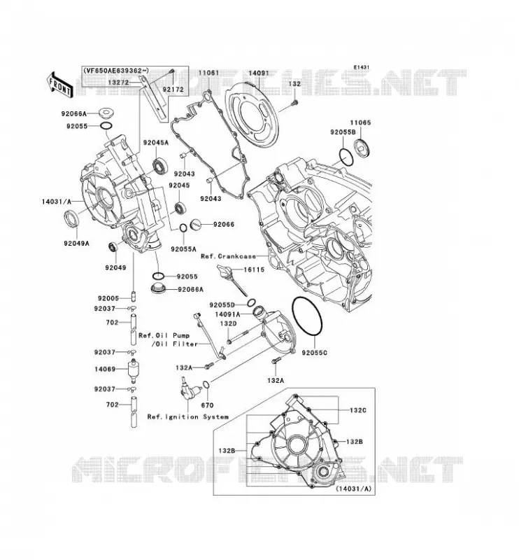 COUVERCLES MOTEUR Kawasaki QUAD 650 2010 KVF650 4X4I  KVF650FAF