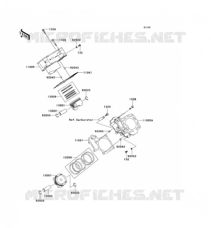 CYLINDRE/PISTON Kawasaki QUAD 650 2012 KVF650 4X4  KVF650FCF