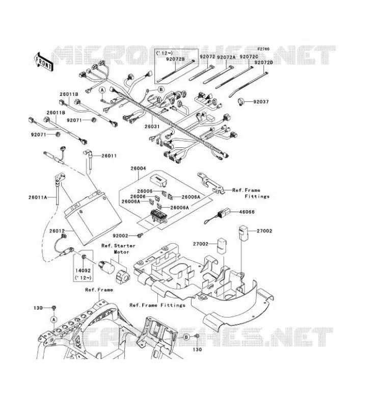 CHASSIS EQUIPMENT ELECTRIQUE Kawasaki QUAD 650 2012 KVF650 4X4I  KVF650FCF
