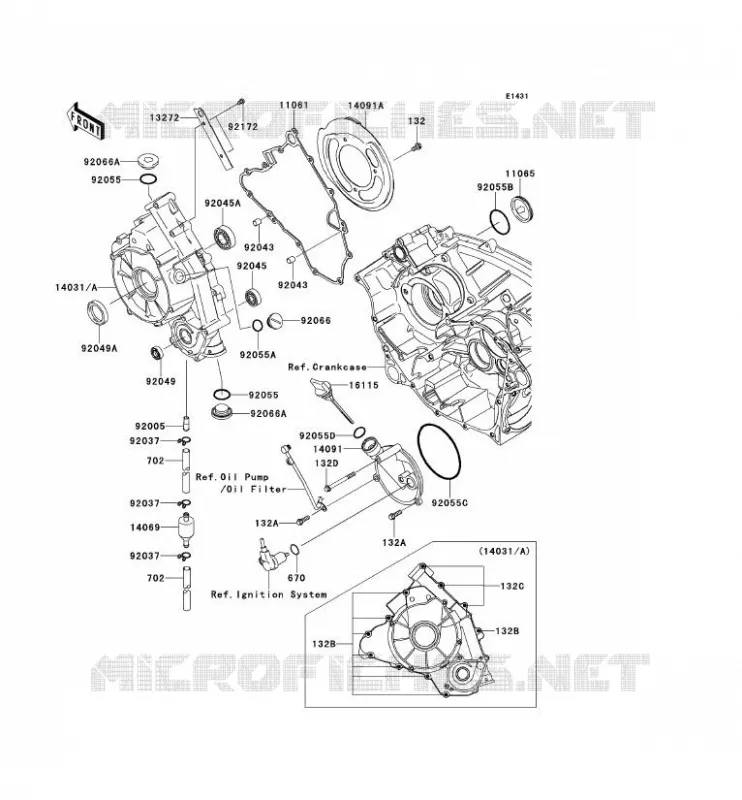 COUVERCLES MOTEUR Kawasaki QUAD 650 2014 KVF650 4X4I  KVF650FEF