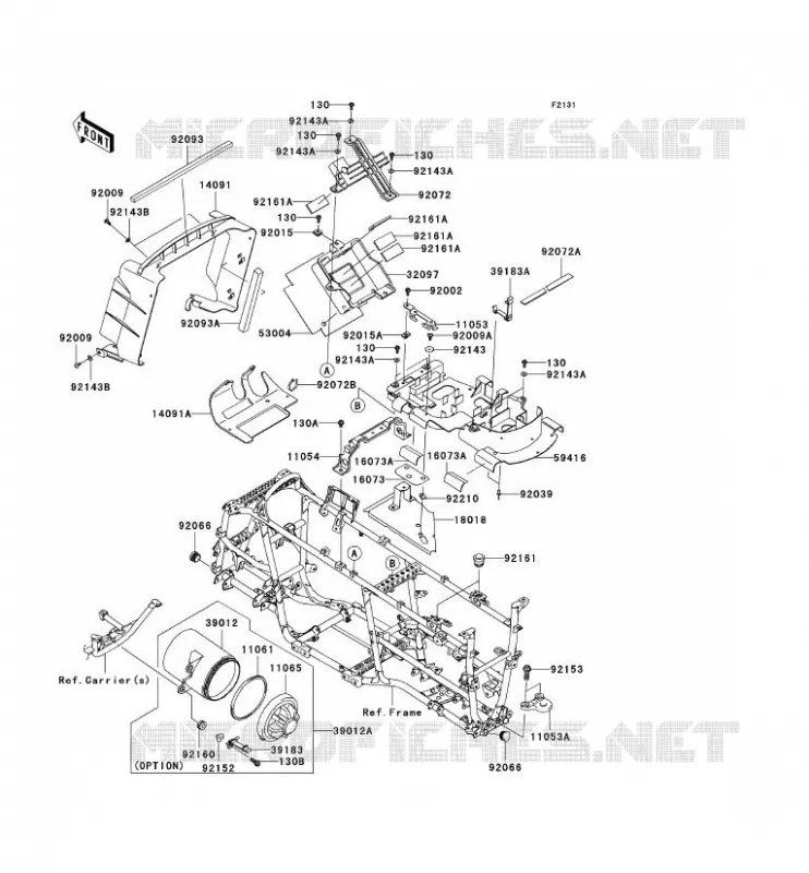PIECE DE CADRE (COUVERTURE) Kawasaki QUAD 650 2010 KVF650 4X4I  KVF650GAF