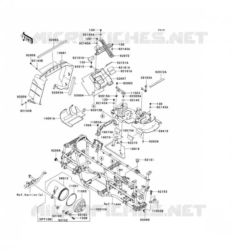 PIECE DE CADRE (COUVERTURE) Kawasaki QUAD 650 2008 KVF650 4X4I  KVF650H8F