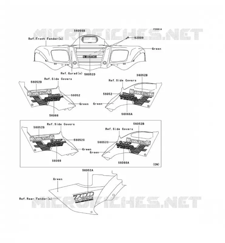 STICKER(GREEN) Kawasaki QUAD 700 2004 KVF700 4X4  KVF700-A1