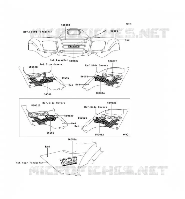 STICKER(RED) Kawasaki QUAD 700 2004 KVF700 4X4  KVF700-A1