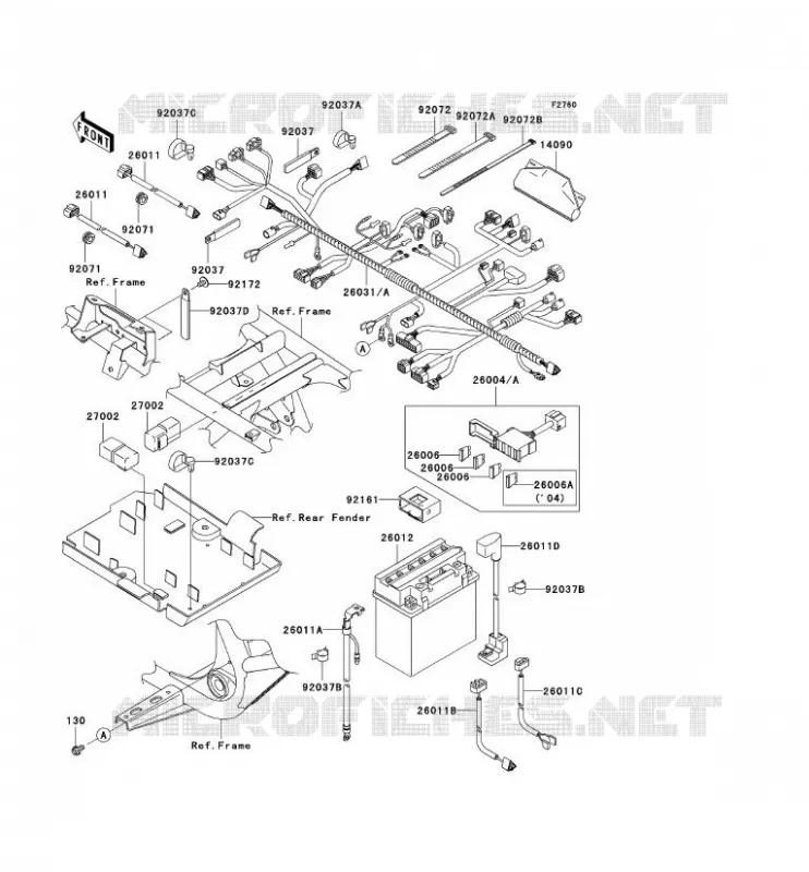 CHASSIS EQUIPMENT ELECTRIQUE Kawasaki QUAD 700 2004 KVF700 4X4  KVF700-A1