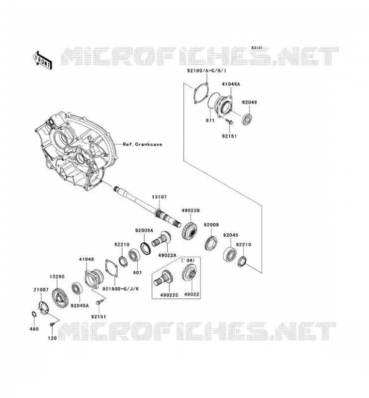 PIGNON CONIQUE AVANT Kawasaki QUAD 700 2004 KVF700 4X4  KVF700-A1