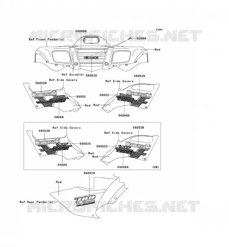 STICKER(RED) Kawasaki QUAD 700 2004 KVF700 4X4  KVF700-A1
