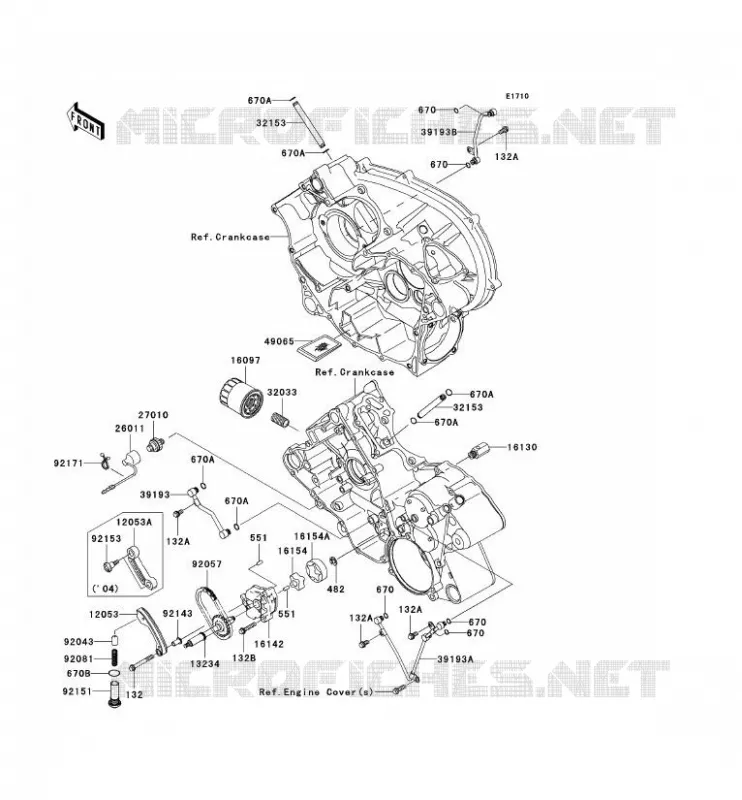 POMPE A HUILE/FILTRE &Agrave; HUILE Kawasaki QUAD 700 2005 KVF700 4X4  KVF700-B2