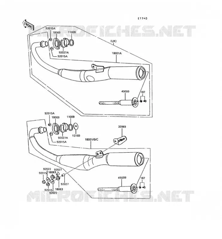 &Eacute;CHAPPEMENT Kawasaki MOTOS 50 1992 AR50  AR50-C10