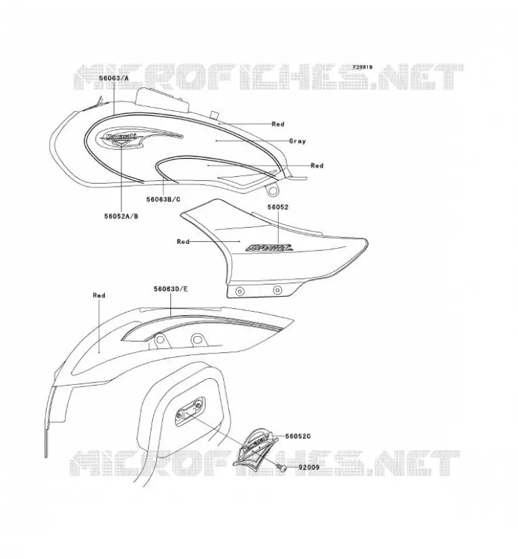 STICKER(RED/GRAY) Kawasaki MOTOS 125 2000 ELIMINATOR 125  BN125-A3