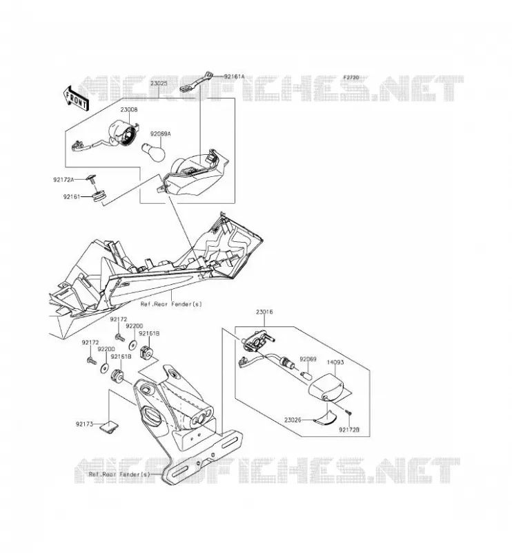 FEUX ARRI&Egrave;RE(S) Kawasaki MOTOS 250 2015 Z250SL  BR250EFS