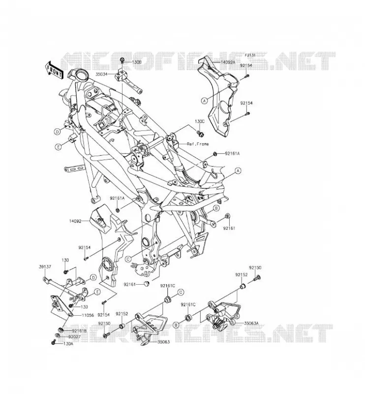 PIECE DE CADRE (COUVERTURE) Kawasaki MOTOS 250 2015 Z250SL ABS  BR250FFF