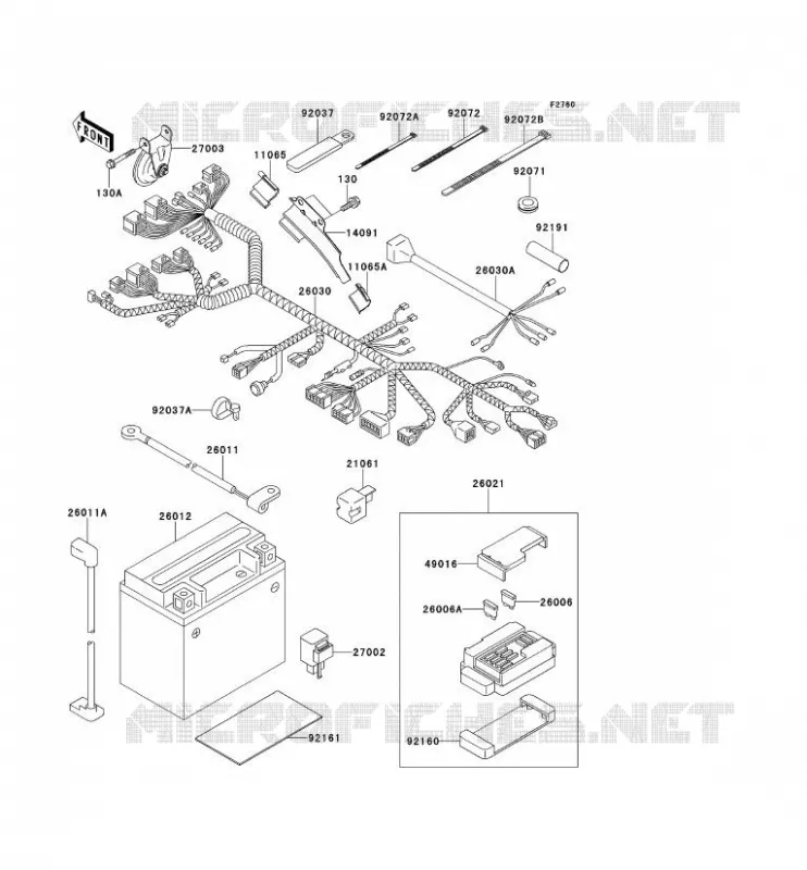 CHASSIS EQUIPMENT ELECTRIQUE Kawasaki MOTOS 650 2000 W650  EJ650-A2