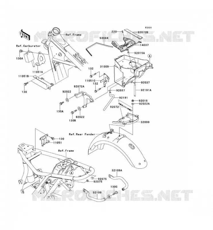 PIECE DE CADRE (COUVERTURE) Kawasaki MOTOS 650 2001 W650  EJ650-A3