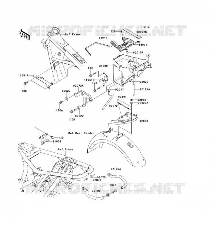 PIECE DE CADRE (COUVERTURE) Kawasaki MOTOS 650 2002 W650  EJ650-A4