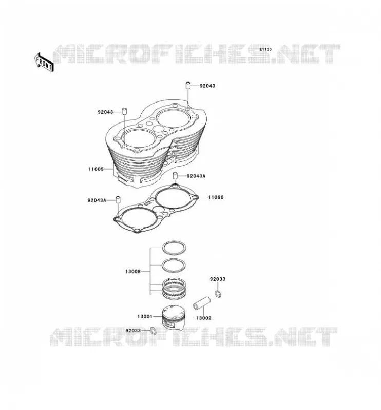CYLINDRE/PISTON Kawasaki MOTOS 650 2002 W650  EJ650-A4