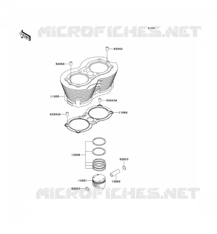 CYLINDRE/PISTON Kawasaki MOTOS 650 2002 W650  EJ650-C4
