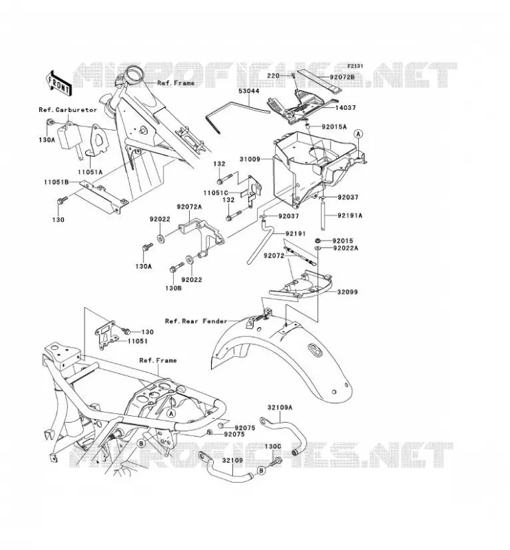 PIECE DE CADRE (COUVERTURE) Kawasaki MOTOS 650 2002 W650  EJ650-C4
