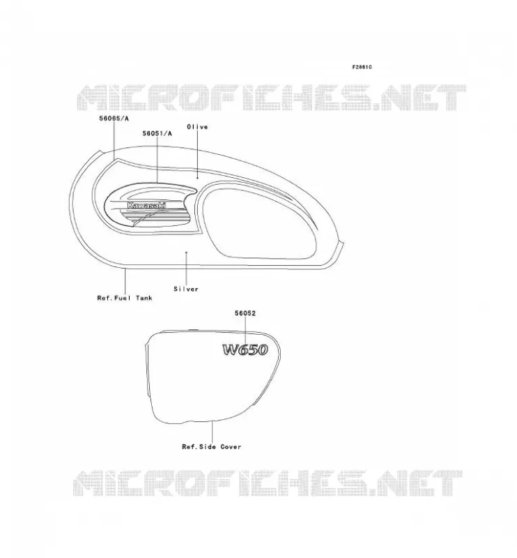 STICKER(SILVER/OLIVE) Kawasaki MOTOS 650 2002 W650  EJ650-C4