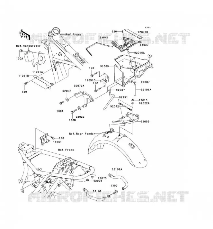 PIECE DE CADRE (COUVERTURE) Kawasaki MOTOS 650 2003 W650  EJ650-C5
