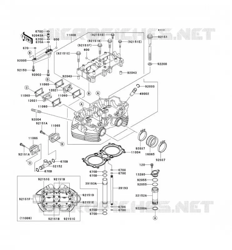 CULASSE Kawasaki MOTOS 650 2004 W650  EJ650-C6P