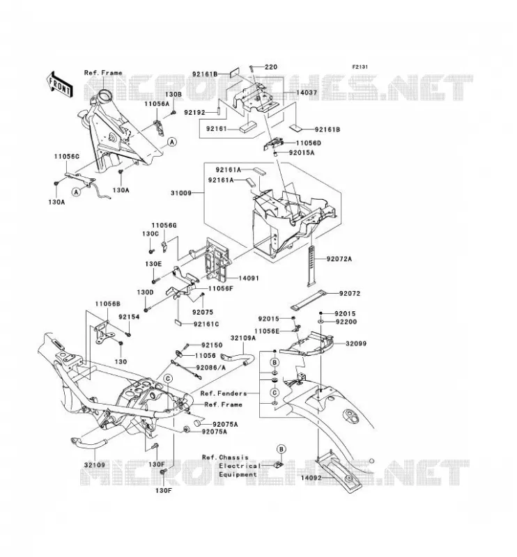 PIECE DE CADRE (COUVERTURE) Kawasaki MOTOS 800 2011 W800  EJ800ABS