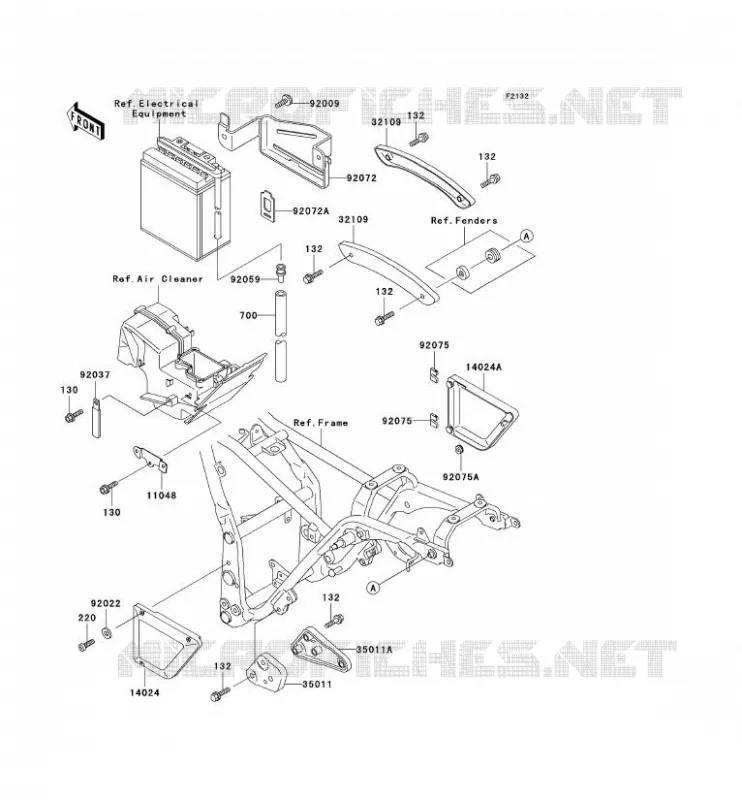 SUPPORT BATTERIE Kawasaki MOTOS 250 1999 ELIMINATOR 250  EL250-F4