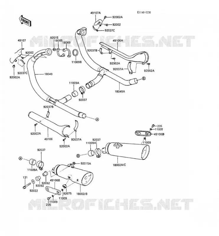 &Eacute;CHAPPEMENT Kawasaki MOTOS 450 1987 LTD450 LIQUID COOLED  EN450-A3