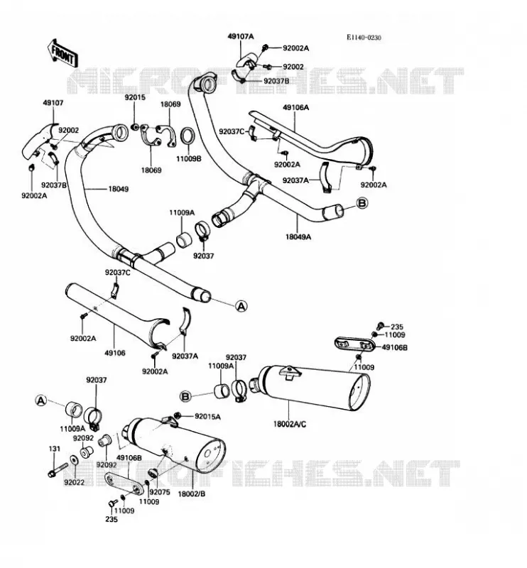 &Eacute;CHAPPEMENT Kawasaki MOTOS 450 1988 LTD450  EN450-A4