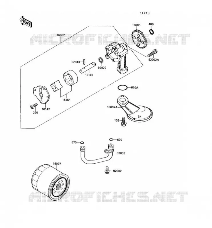 POMPE A HUILE/FILTRE &Agrave; HUILE Kawasaki MOTOS 450 1990 LTD450  EN450-A6