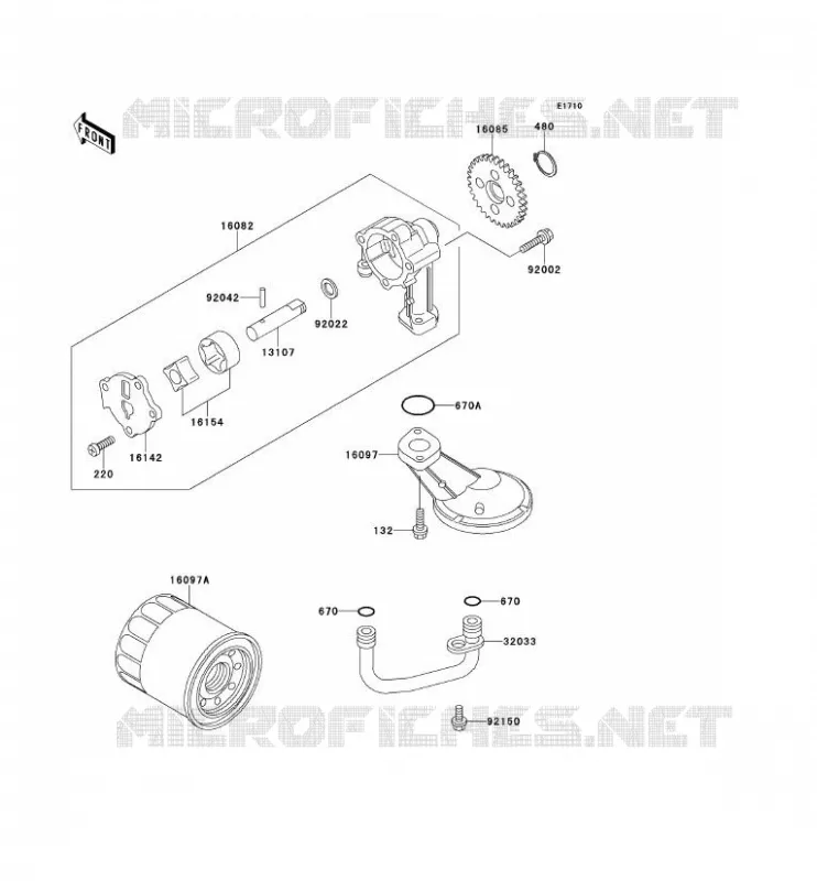 POMPE A HUILE/FILTRE &Agrave; HUILE Kawasaki MOTOS 500 1996 EN500  EN500-A7