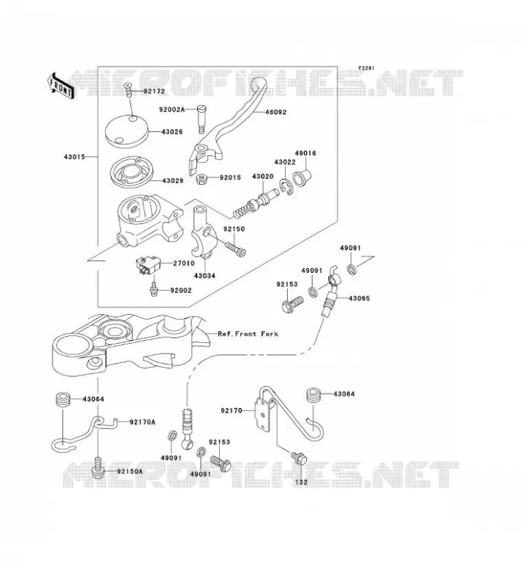 MAITRE CYLINDRE AV Kawasaki MOTOS 500 2007 EN500 LTD  EN500C7F