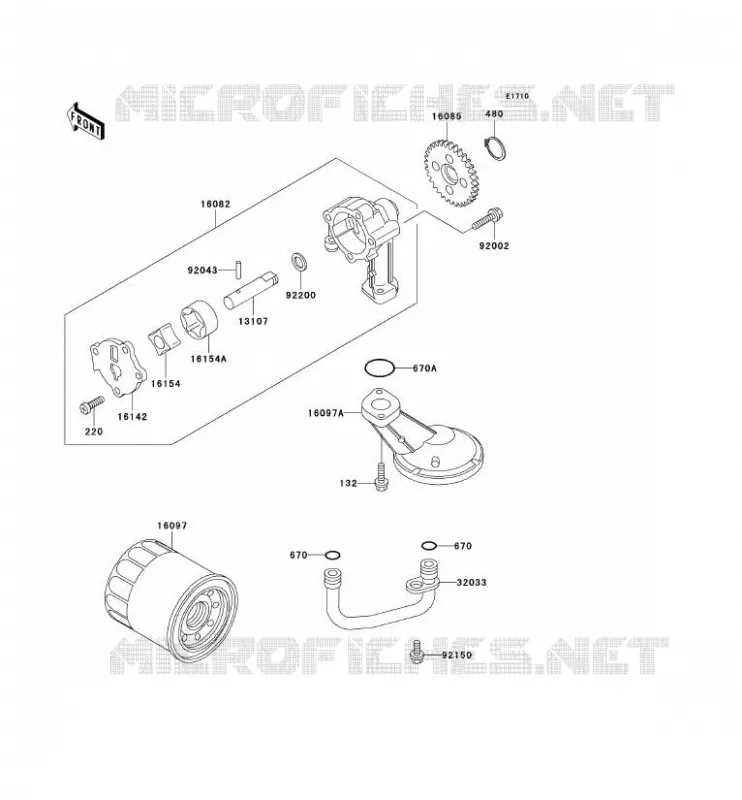 POMPE A HUILE/FILTRE &Agrave; HUILE Kawasaki MOTOS 500 2008 EN500 LTD  EN500C8F