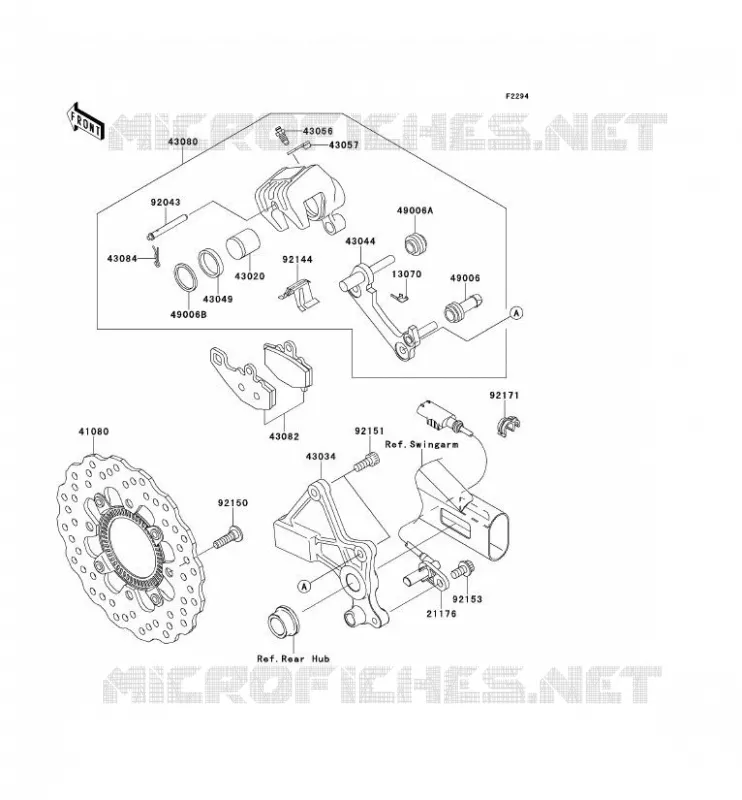 FREIN ARRIERE Kawasaki MOTOS 650 2006 ER-6N ABS  ER650B6F