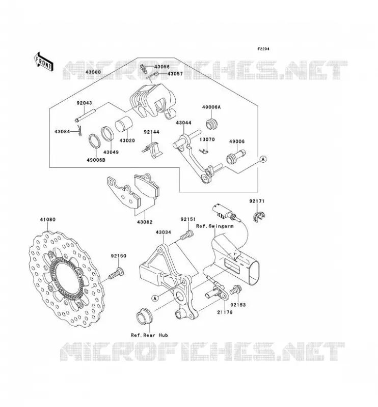 FREIN ARRIERE Kawasaki MOTOS 650 2006 ER-6N ABS  ER650B6F