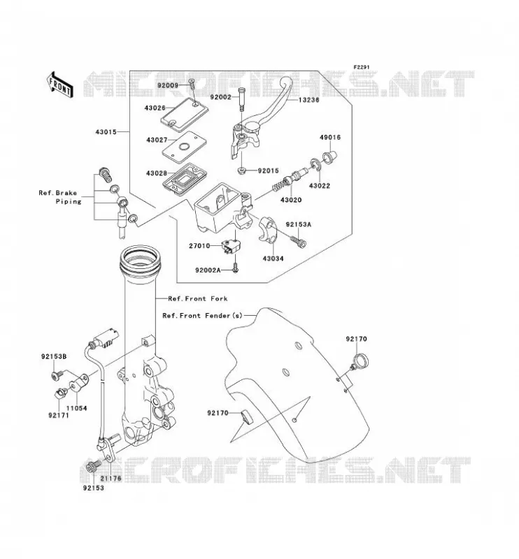 MAITRE CYLINDRE AV Kawasaki MOTOS 650 2006 ER-6N ABS  ER650B6F