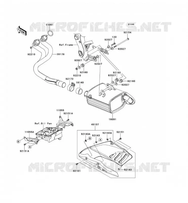 &Eacute;CHAPPEMENT Kawasaki MOTOS 650 2011 ER-6N ABS  ER650DBF