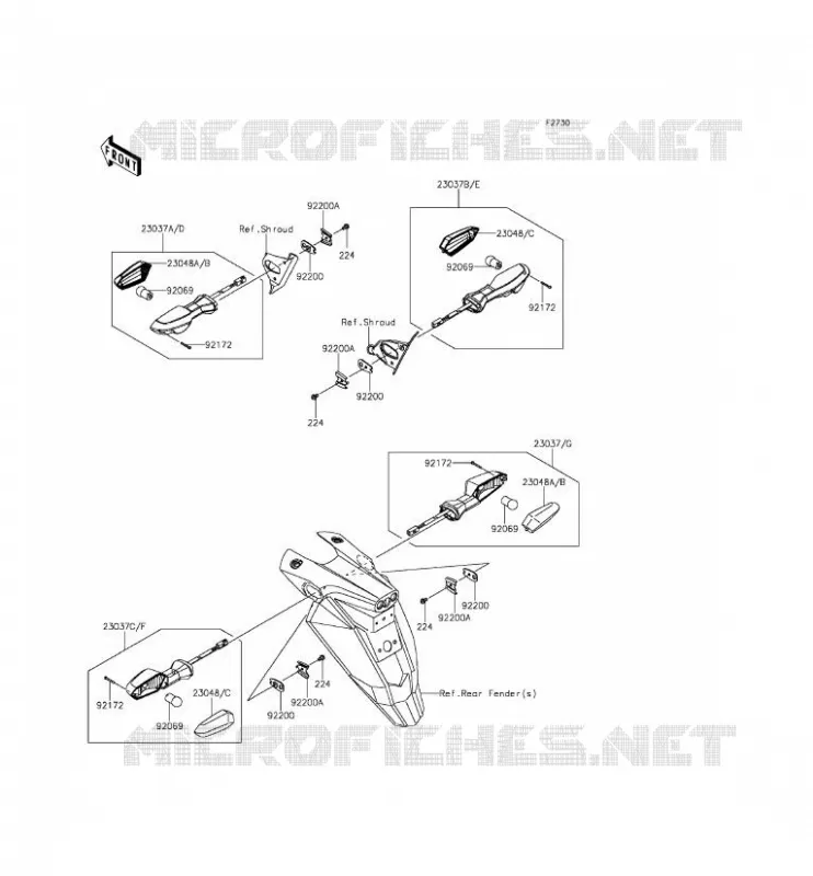 CLIGNOTANTS Kawasaki MOTOS 650 2012 ER-6N  ER650ECF
