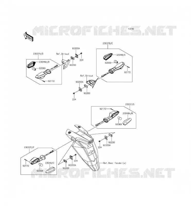 CLIGNOTANTS Kawasaki MOTOS 650 2012 ER-6N  ER650ECF