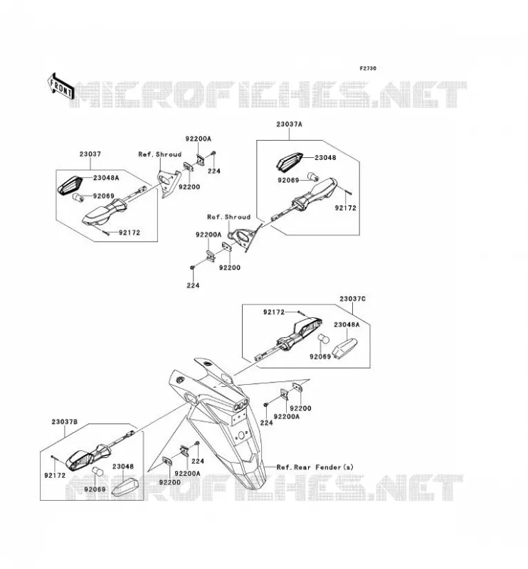CLIGNOTANTS Kawasaki MOTOS 650 2012 ER-6N  ER650ECF