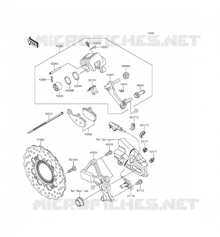 FREIN ARRIERE Kawasaki MOTOS 650 2014 ER-6N ABS  ER650FEF